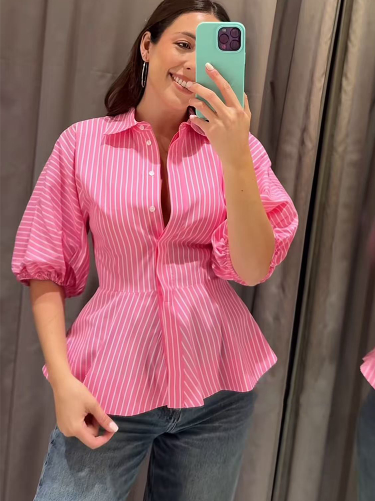 Summer Youth Clothing - Chemisiers rayés pour femmes TFMLN, coupe