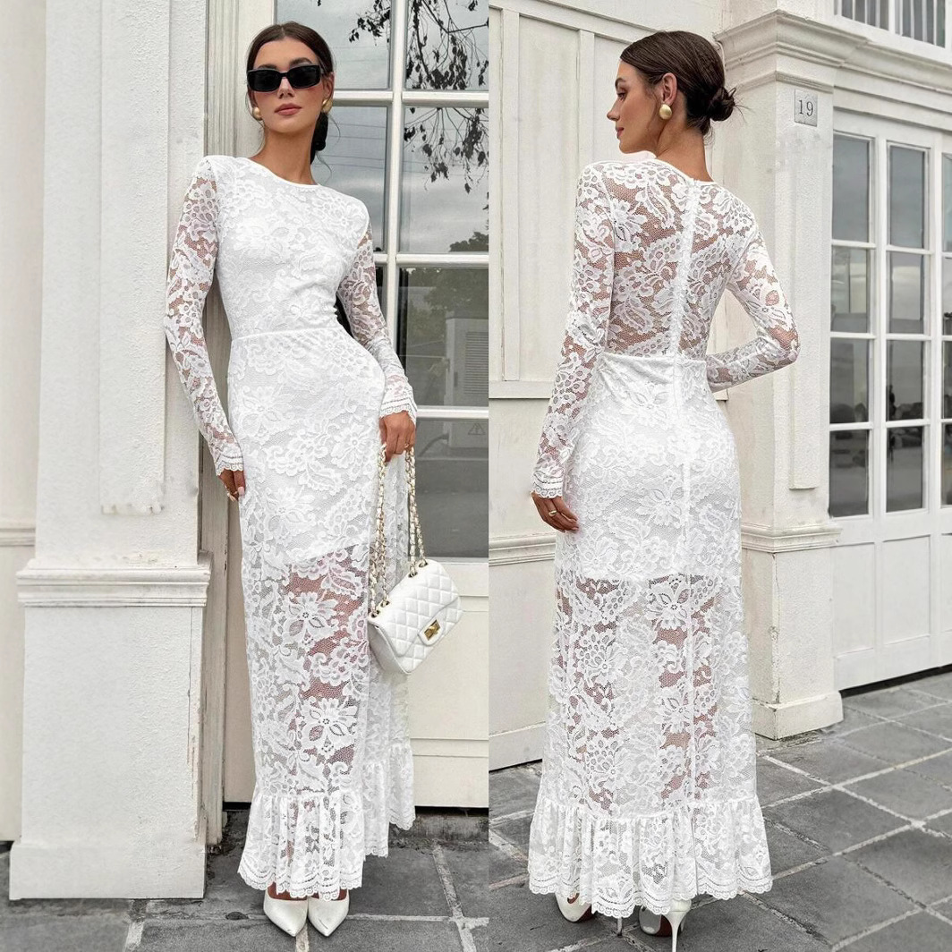 Summer Clothing New Look - Robe longue en dentelle à manches
