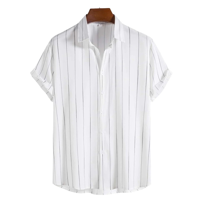 Summer Vacation Clothing Men - Chemise décontractée à rayures pour hommes,