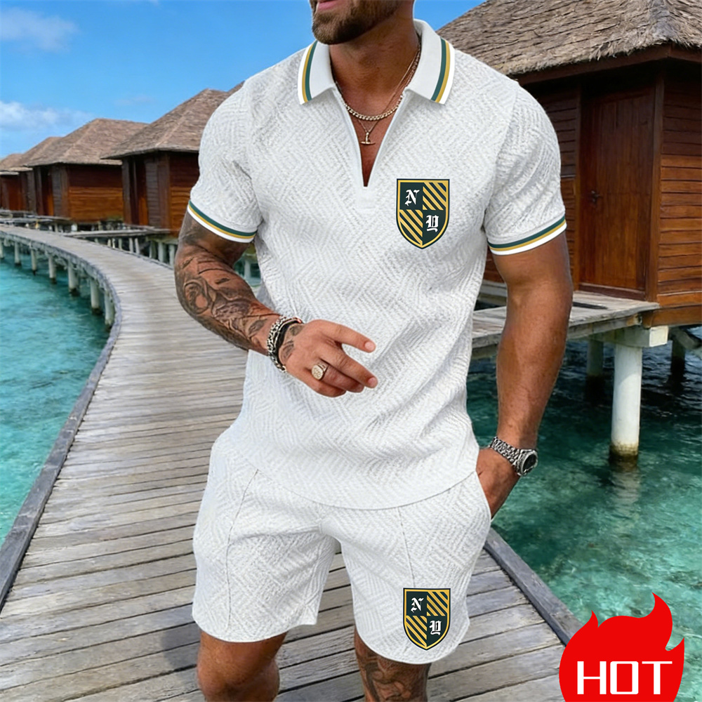 Summer Clothing Resort - Ensemble Polo Homme Décontracté Motif Rétro