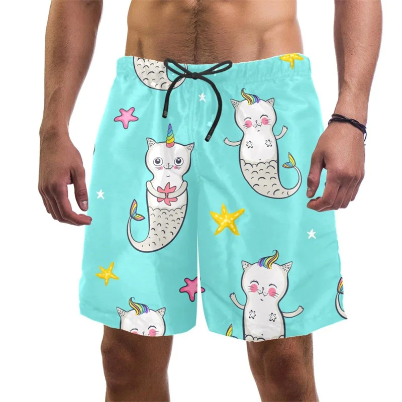 Short de plage imprimé chat dr - Summer Vacation Clothing Men avis et prix