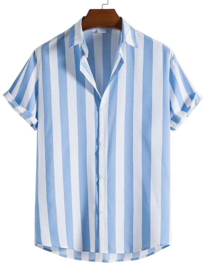 Chemise décontractée à rayures - Summer Vacation Clothing Men avis et prix