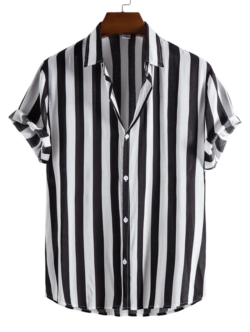 Chemise décontractée à rayures - Summer Vacation Clothing Men avis et prix