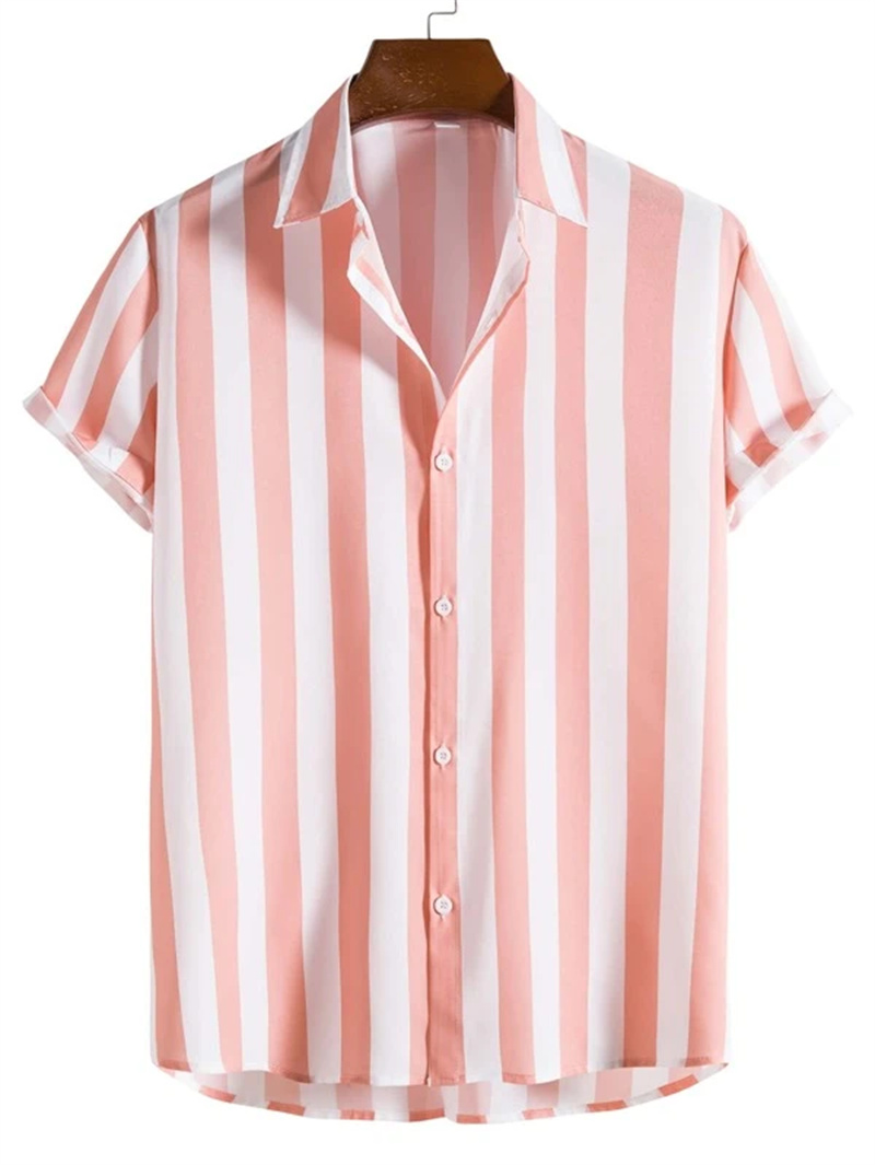 Chemise décontractée à rayures - Summer Vacation Clothing Men avis et prix