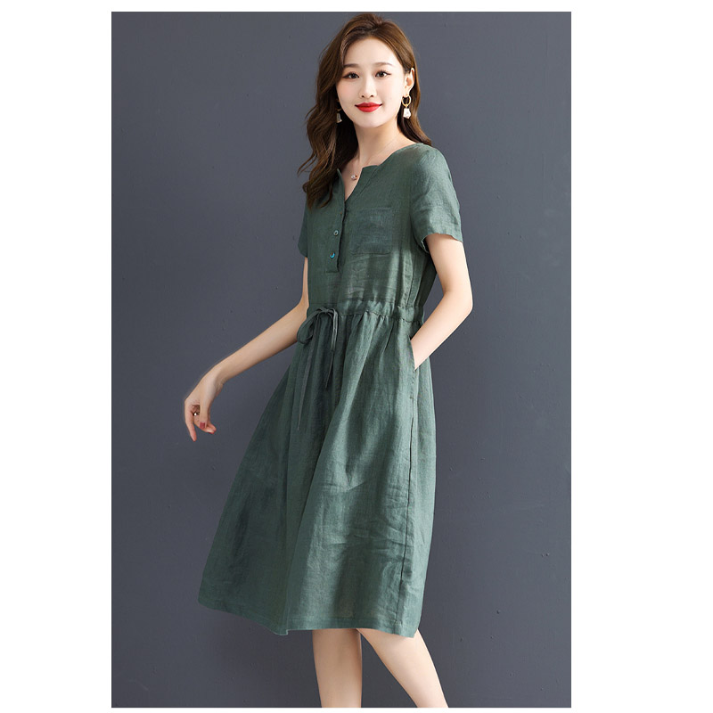 Robe en lin pur pour femme à m - Summer Clothing Drawing avis et prix