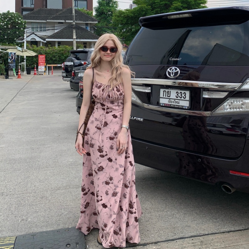 Nouvelle Robe Longue Rose Tie- - Summer Clothing Resort avis et prix