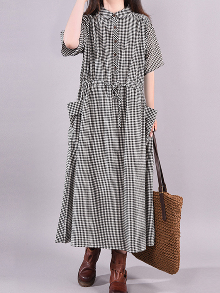Robe Vintage à carreaux avec p - Summer Clothing Drawing avis et prix