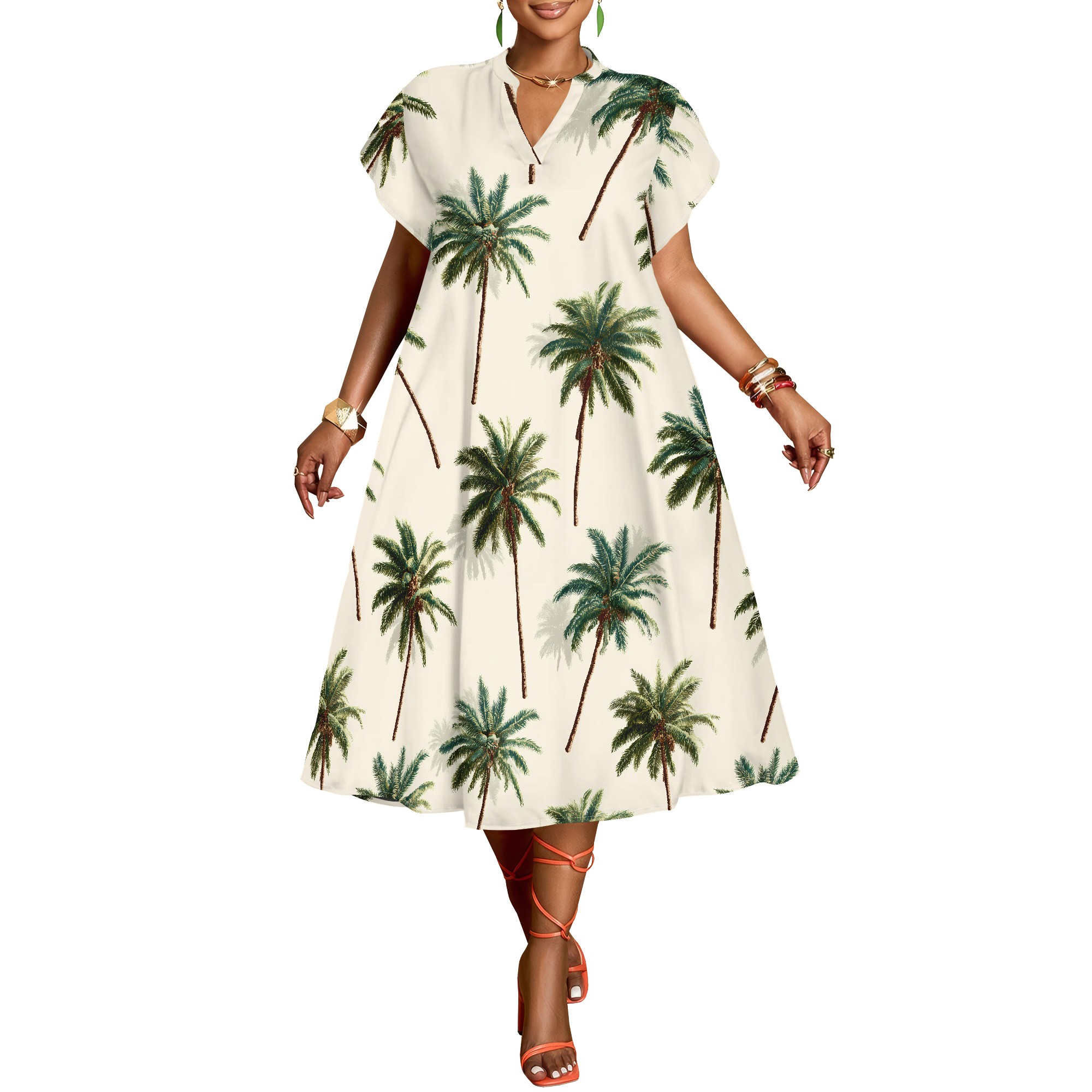 Robe à imprimé palmiers, col e - Summer Clothing Resort avis et prix